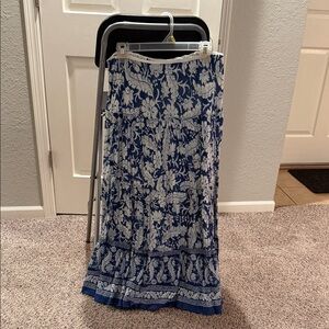 Chaps Blue and White Floral Maxi Skirt